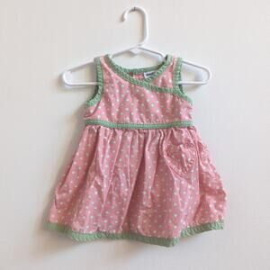 Vtg Y2K Genuine Baby Oshkosh Dress Girls Sz 6m Pink Polka Dot